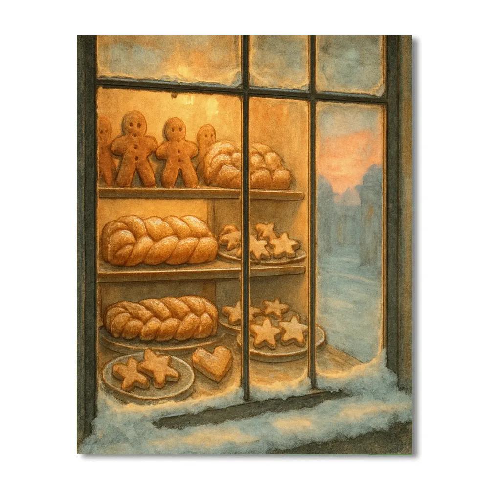 Christmas Bakery Window At Dawn Paint by numbers kits