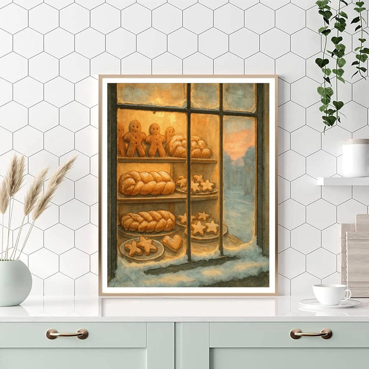 Christmas Bakery Window At Dawn Paint by numbers kits