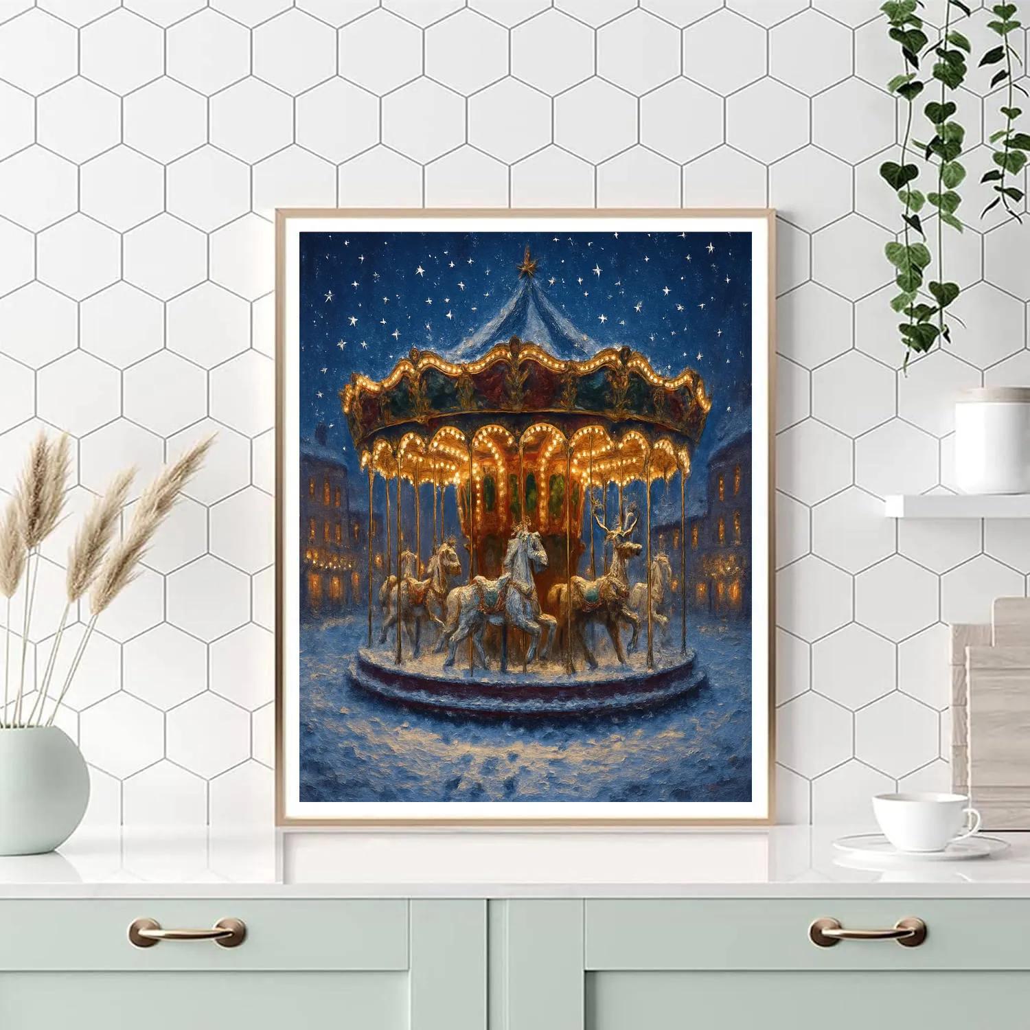 Snowy Carousel Of Winter Dreams paint by number