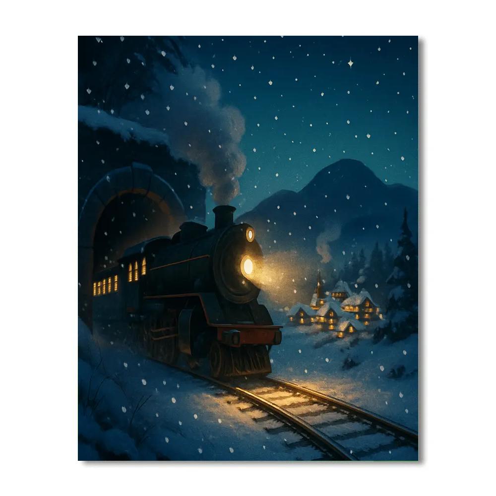 Midnight Train To The Winter Village DIY paint by numbers