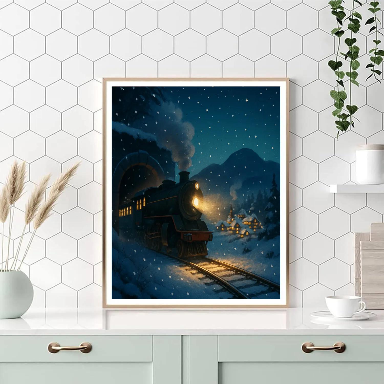 Midnight Train To The Winter Village DIY paint by numbers