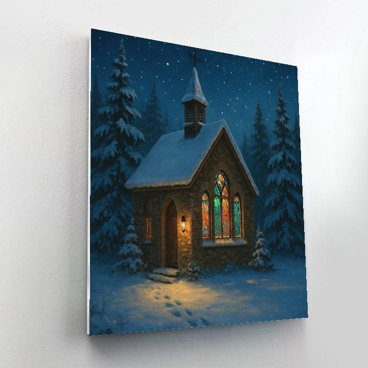 Silent Night Over Frozen Chapel Numbered painting kits