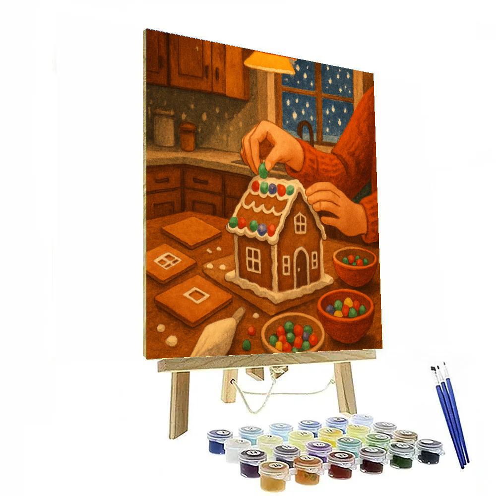 Kitchen Gingerbread Assembly Night paint by number
