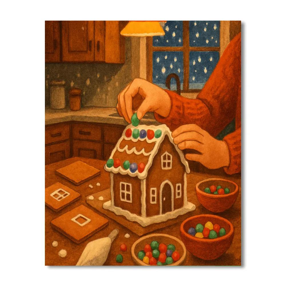 Kitchen Gingerbread Assembly Night paint by number