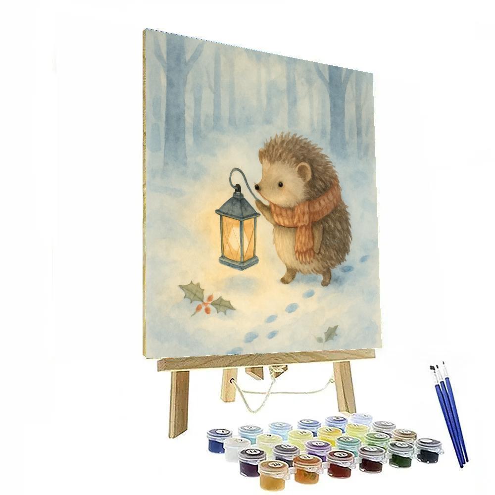 Snowy Hedgehog Lantern Keeper Numbered painting kits