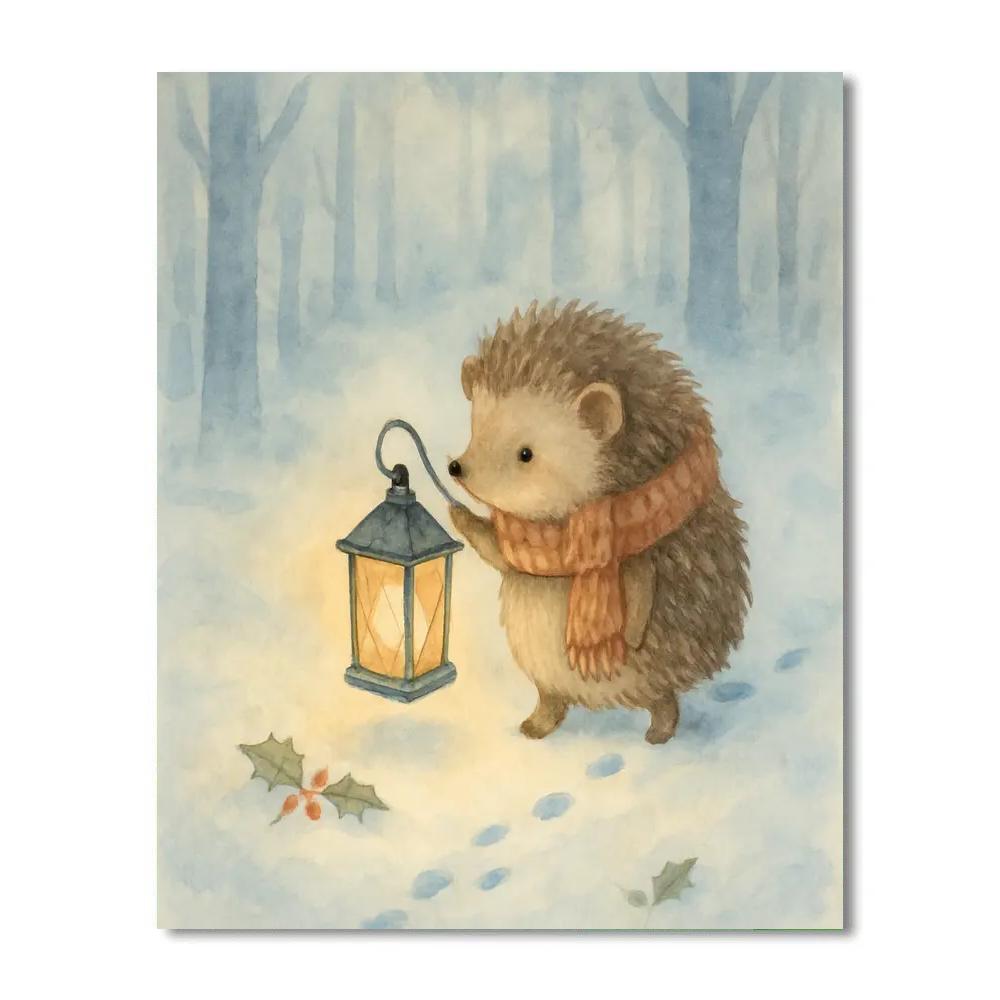 Snowy Hedgehog Lantern Keeper Numbered painting kits