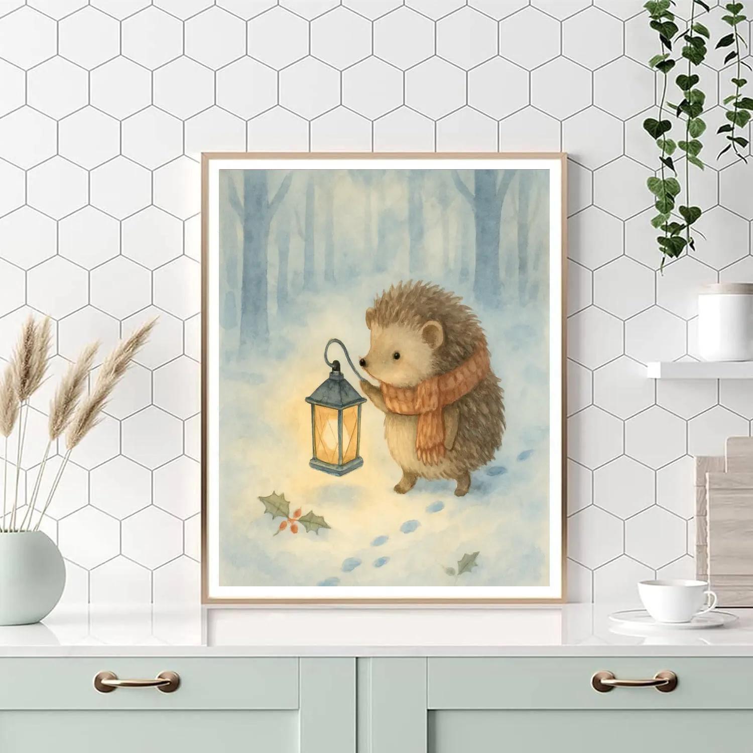 Snowy Hedgehog Lantern Keeper Numbered painting kits