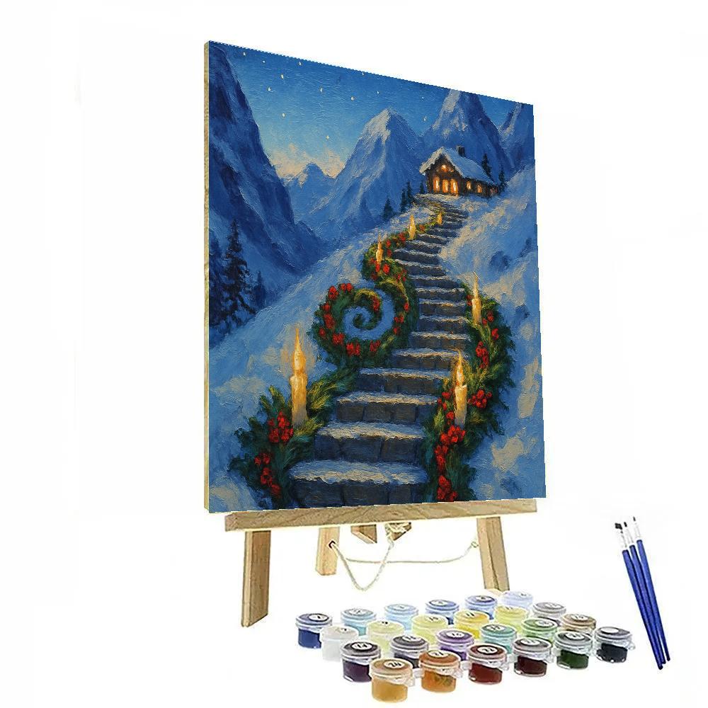Evergreen Spiral On Mountain Steps Paint by numbers kits