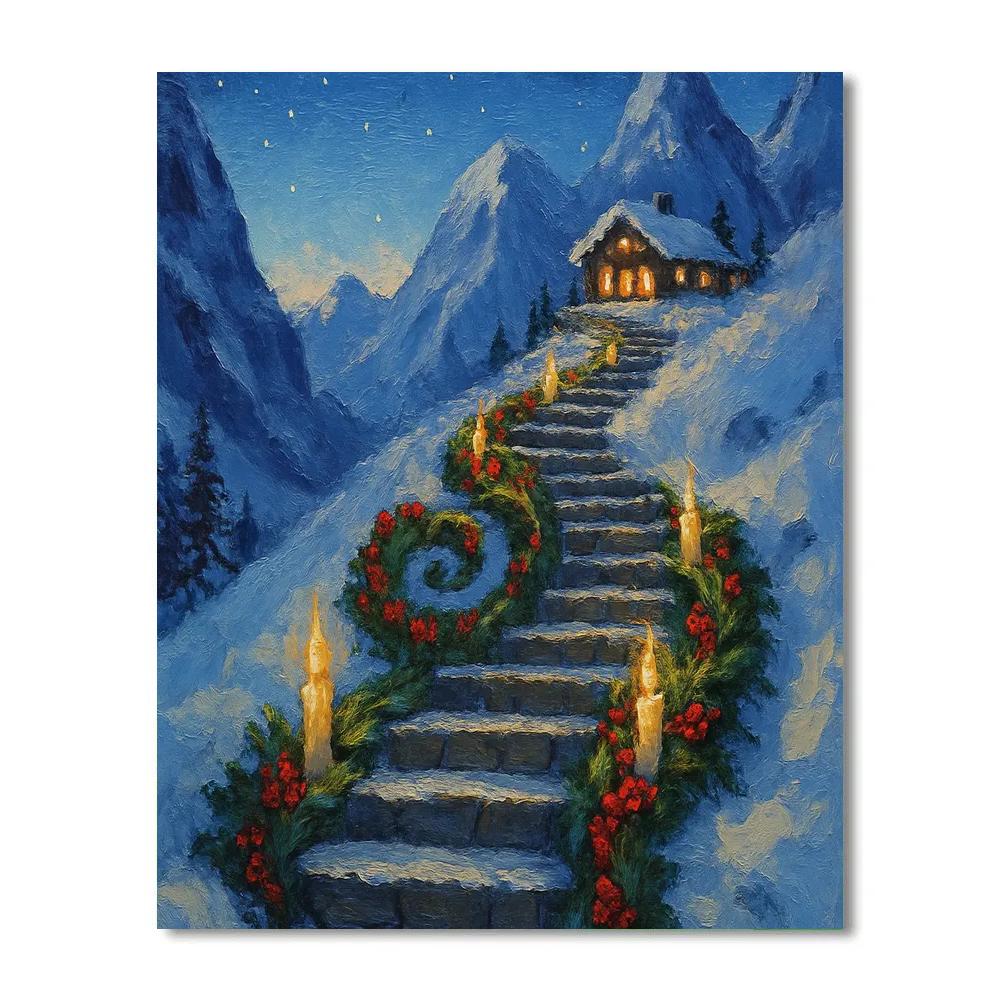 Evergreen Spiral On Mountain Steps Paint by numbers kits