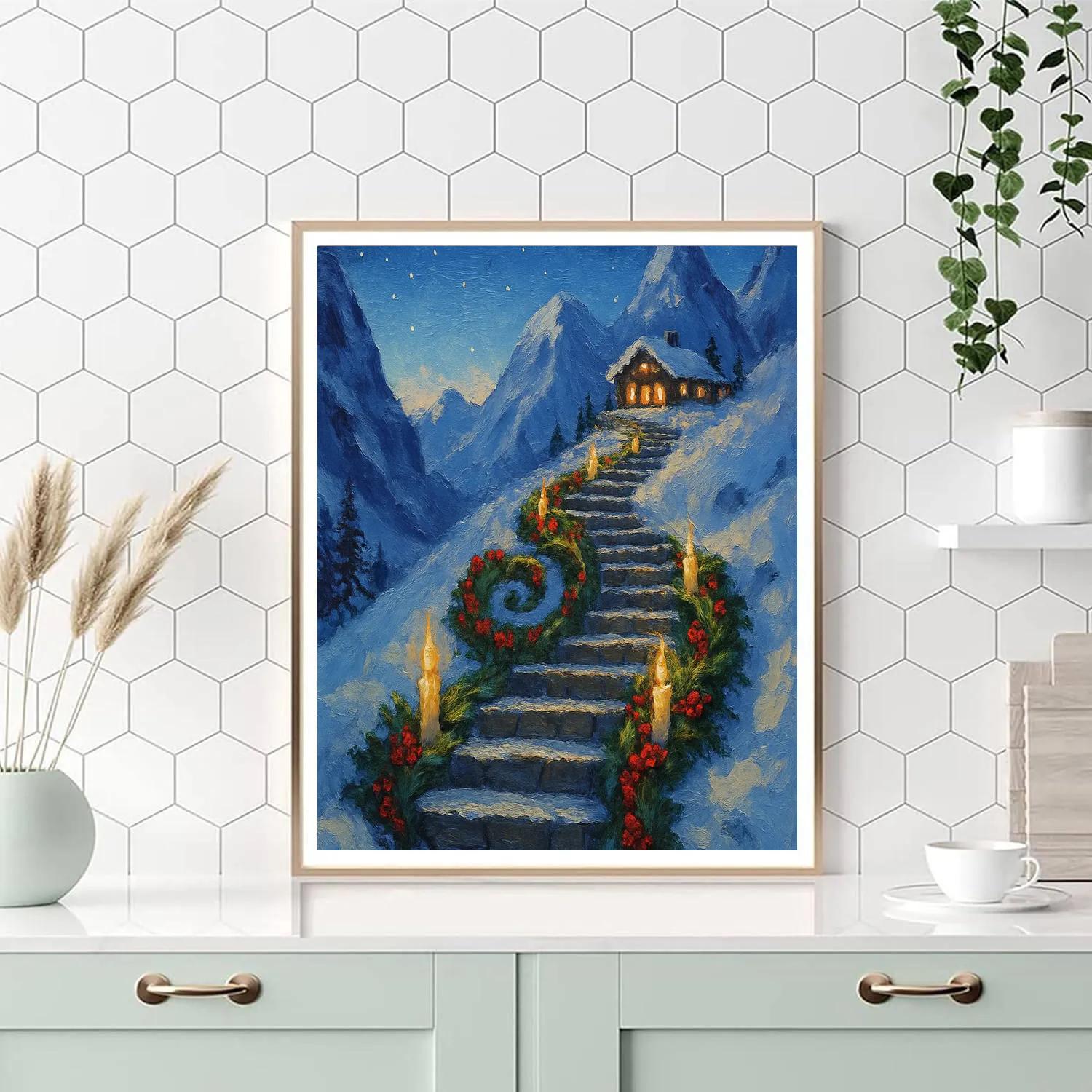 Evergreen Spiral On Mountain Steps Paint by numbers kits
