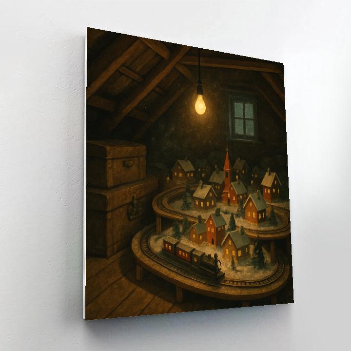 Holiday Train Set In Attic Village Paint by numbers kits