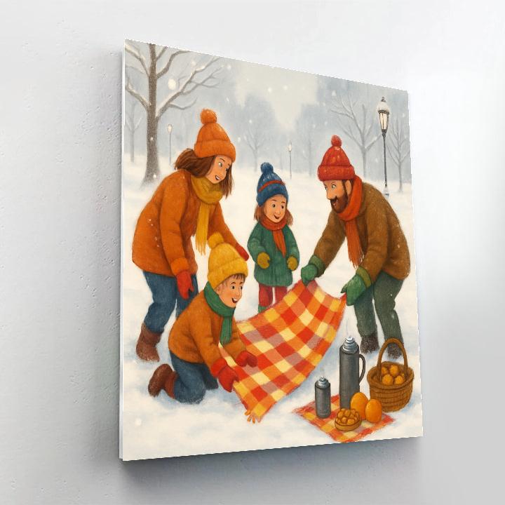 Christmas Picnic In The Snowy Park paint by color