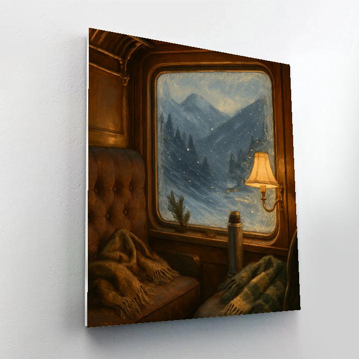 Frosted Window Of The Mountain Train Number painting