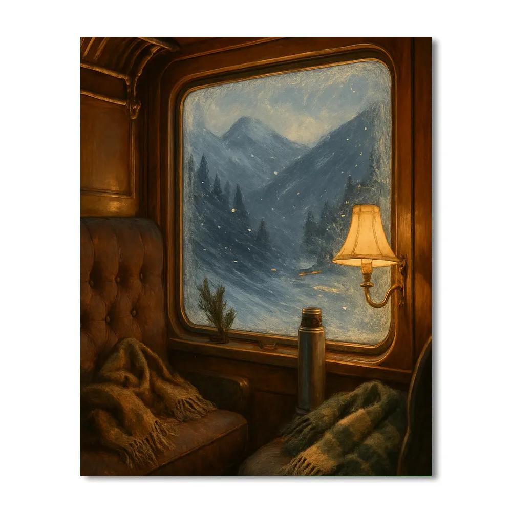 Frosted Window Of The Mountain Train Number painting