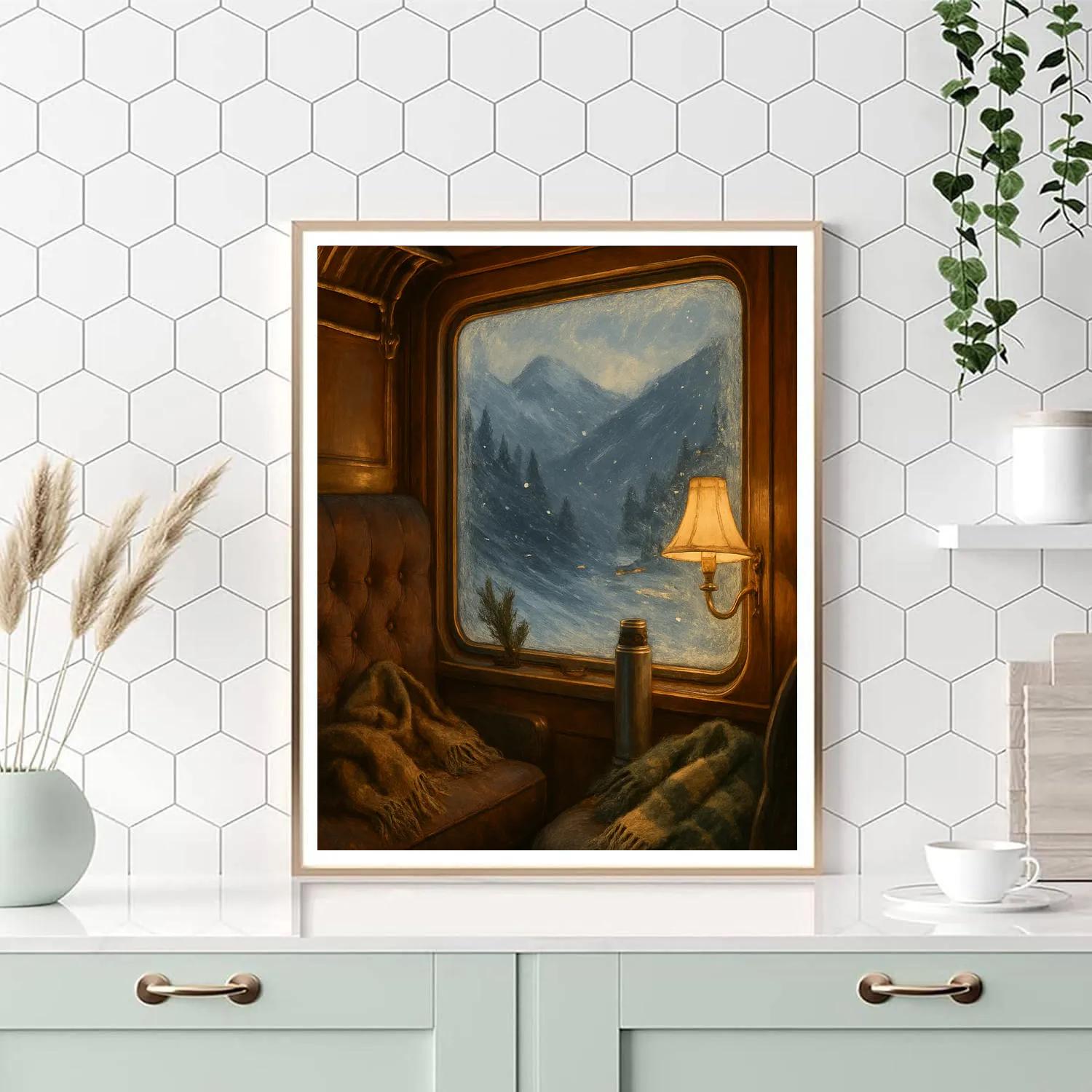 Frosted Window Of The Mountain Train Number painting
