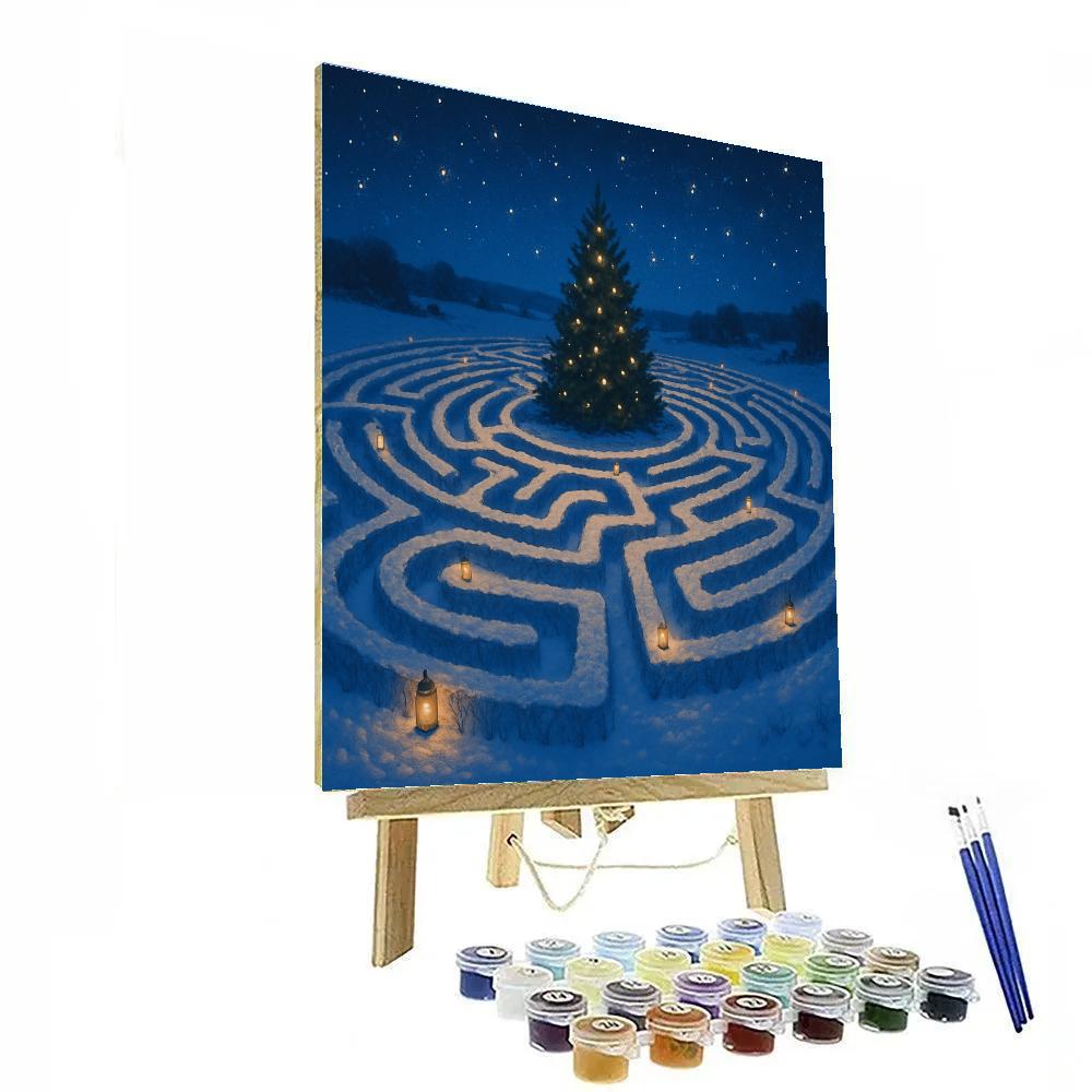 Lantern Lit Snow Maze In The Field Paint by numbers kits