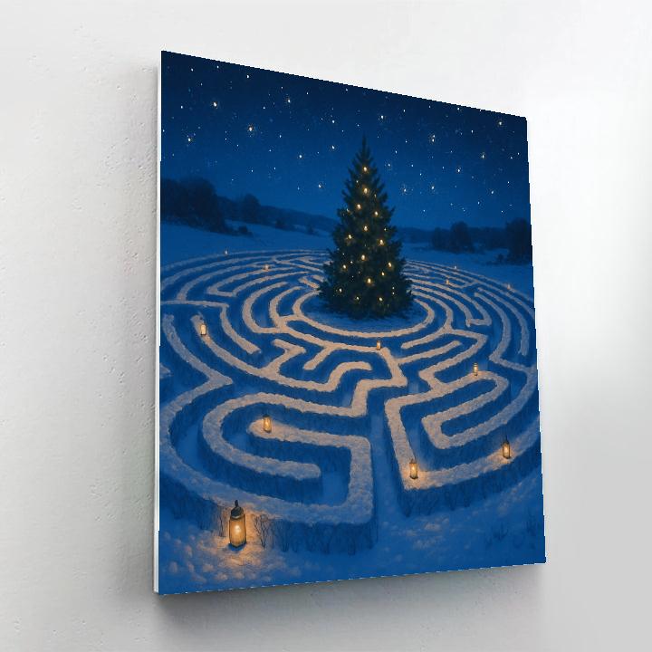 Lantern Lit Snow Maze In The Field Paint by numbers kits