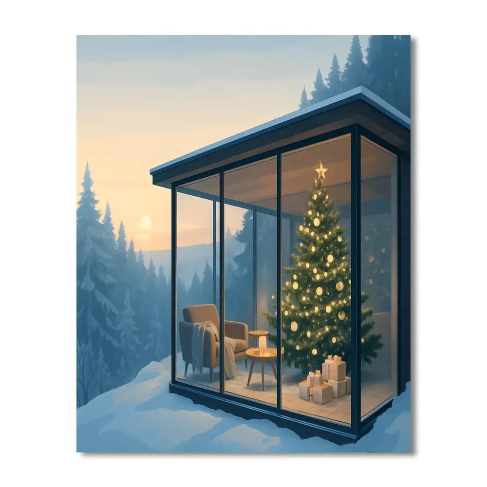 Christmas Morning In The Glass Cabin Painting by numbers kit