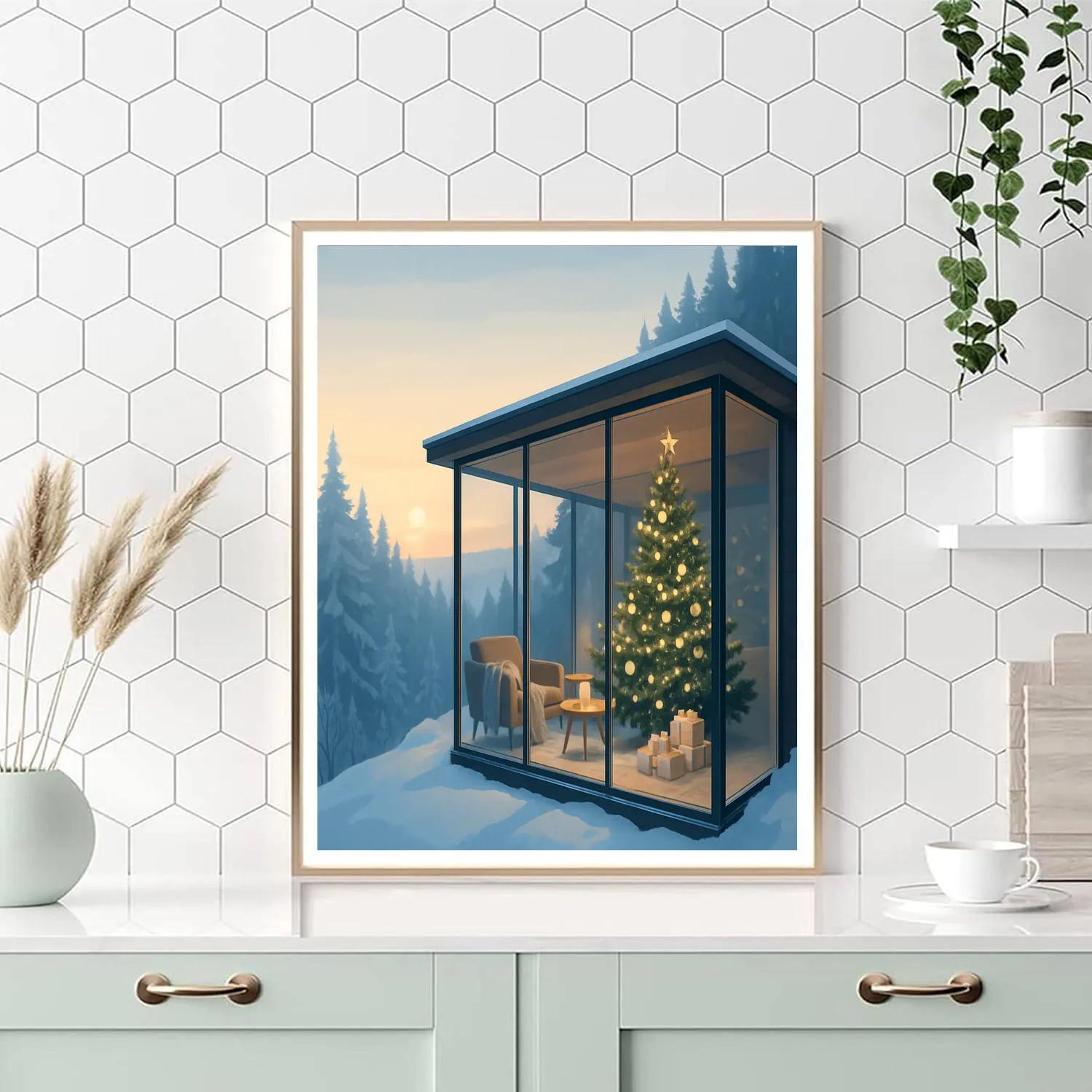 Christmas Morning In The Glass Cabin Painting by numbers kit