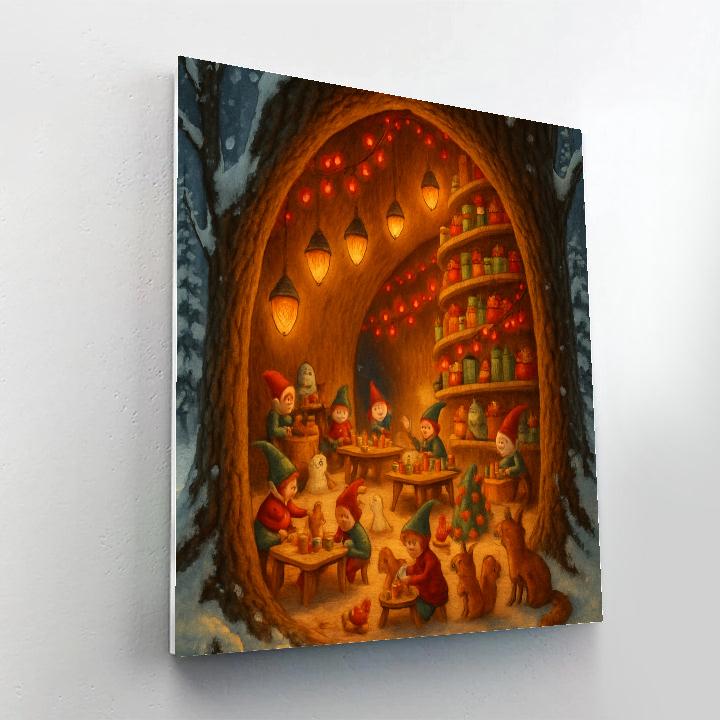Holiday Workshop In The Tree Hollow Painting by numbers kit