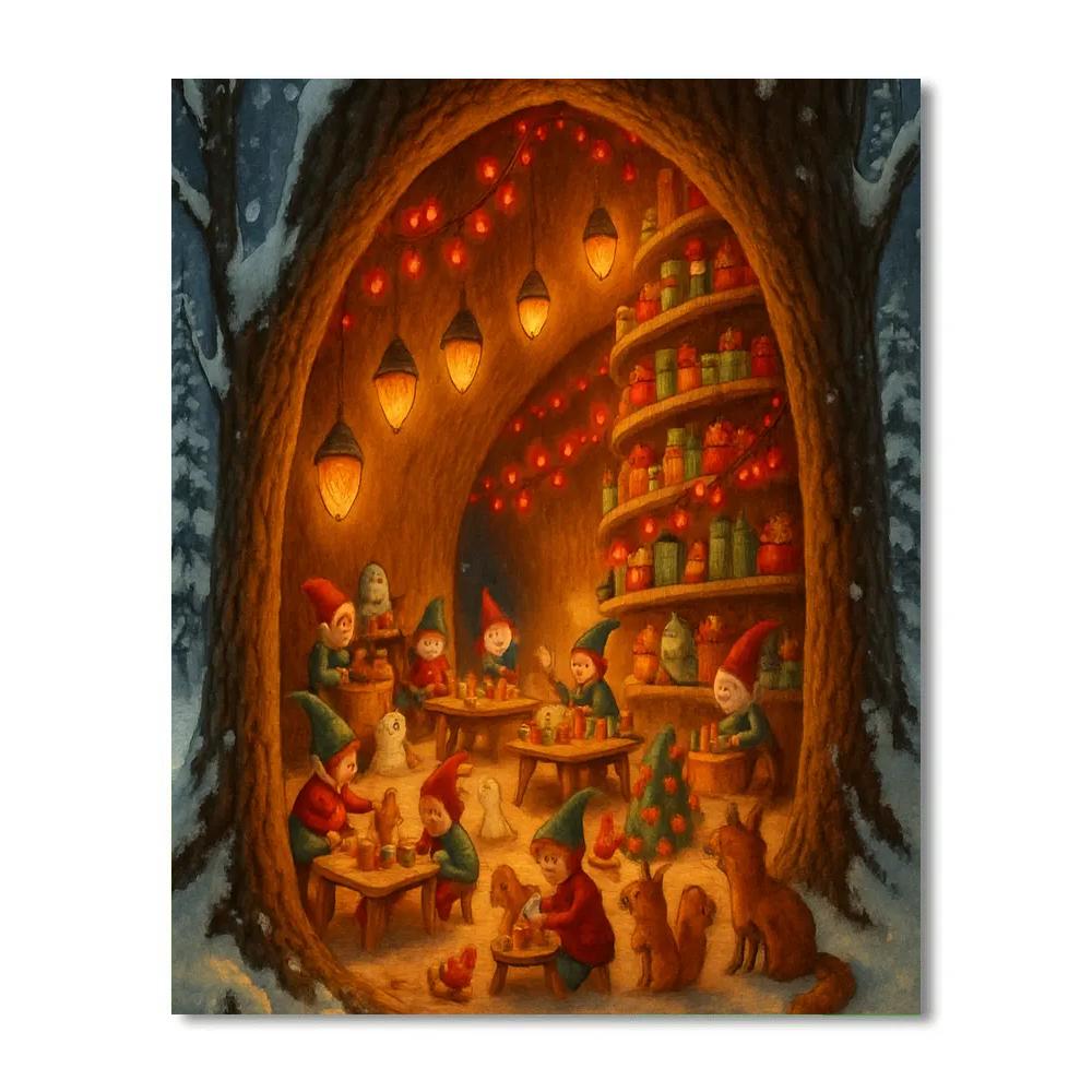 Holiday Workshop In The Tree Hollow Painting by numbers kit