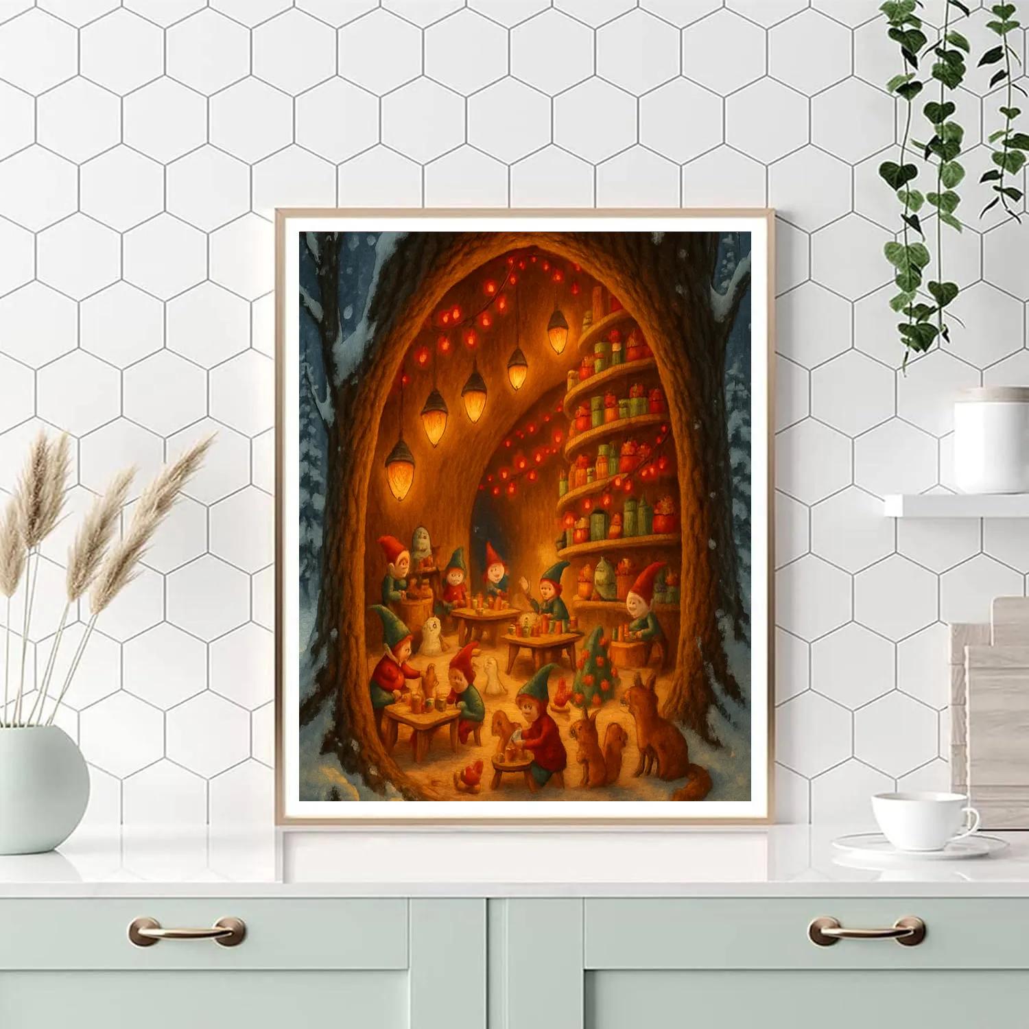 Holiday Workshop In The Tree Hollow Painting by numbers kit