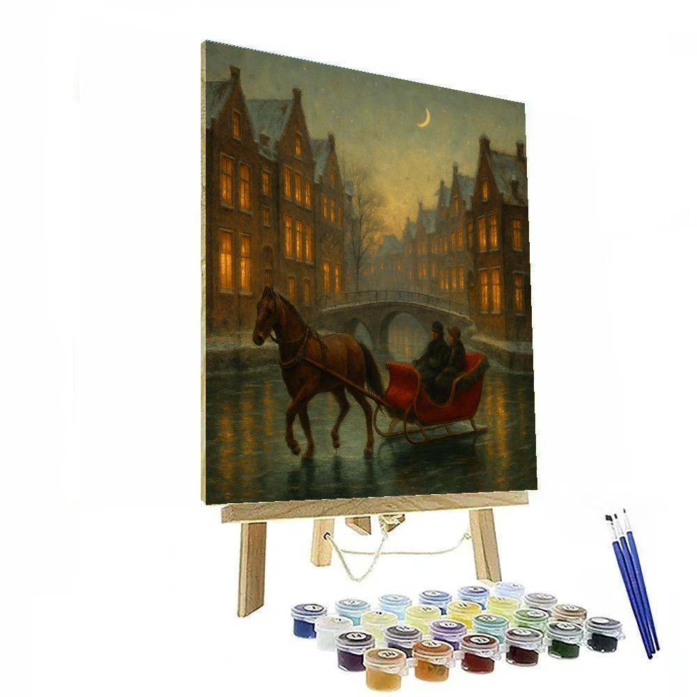 Christmas Sleigh On The Frozen Canal Paint by numbers kits
