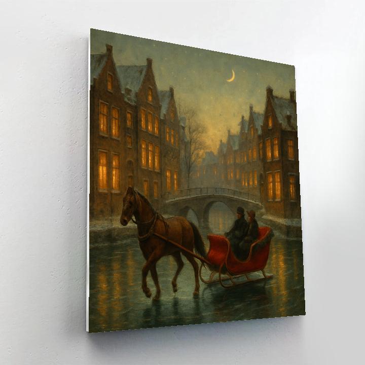 Christmas Sleigh On The Frozen Canal Paint by numbers kits