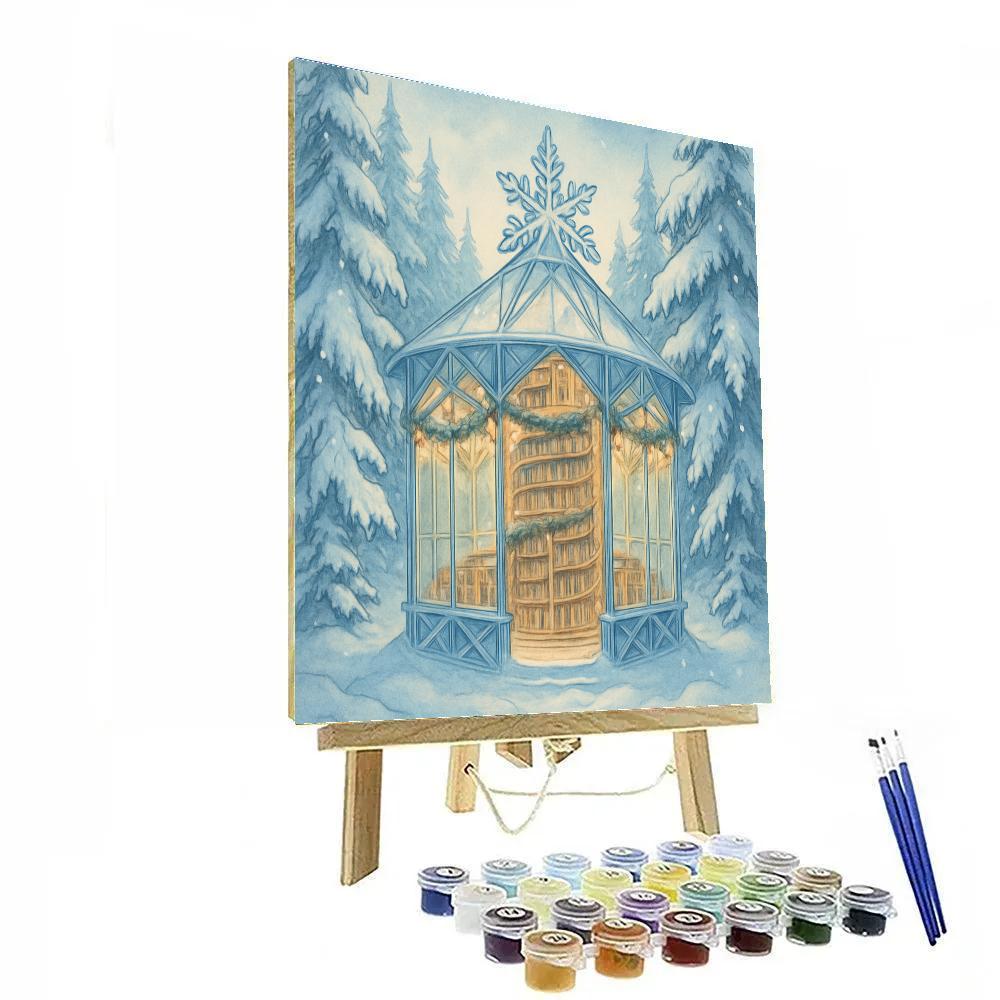 Snowflake Library In The Pine Woods Numbered painting kits