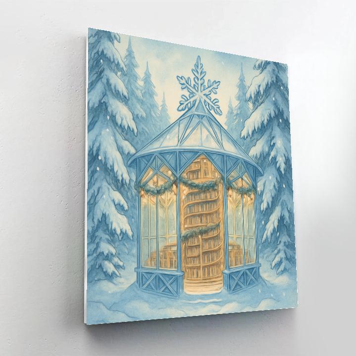 Snowflake Library In The Pine Woods Numbered painting kits