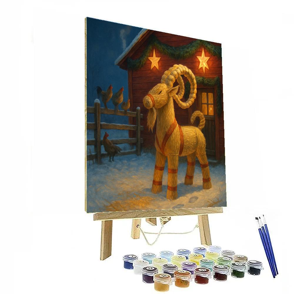 Yule Goat Beside The Barn Lanterns Paint by numbers kits