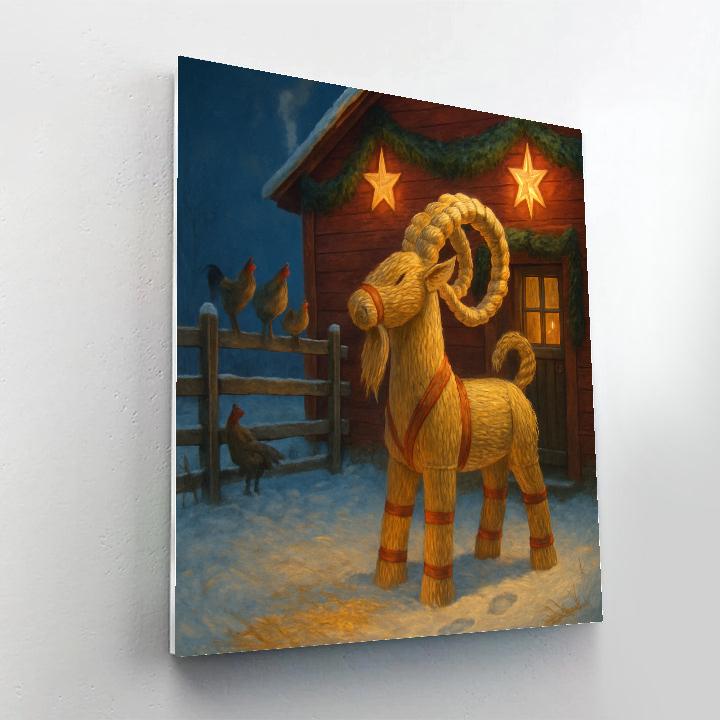 Yule Goat Beside The Barn Lanterns Paint by numbers kits