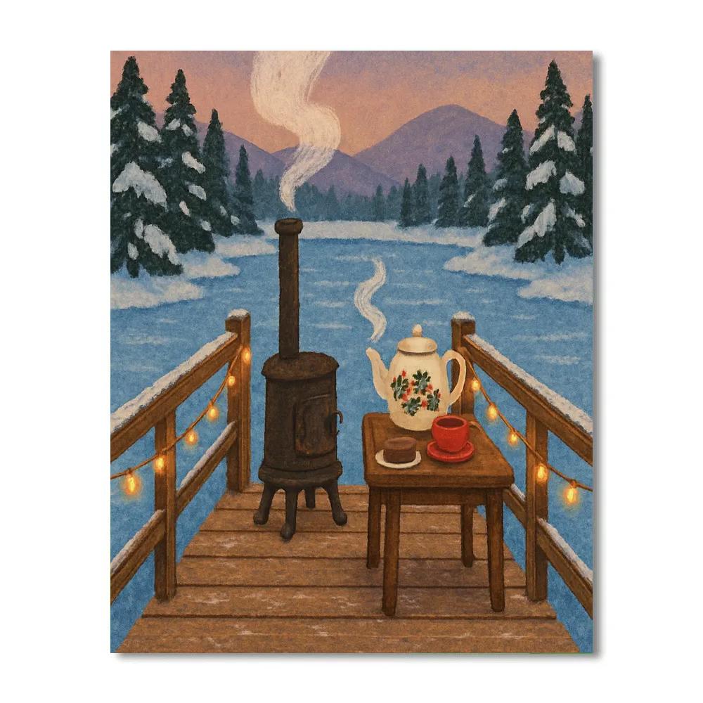 Polar Express Tea On The Frozen Pier painting number kit