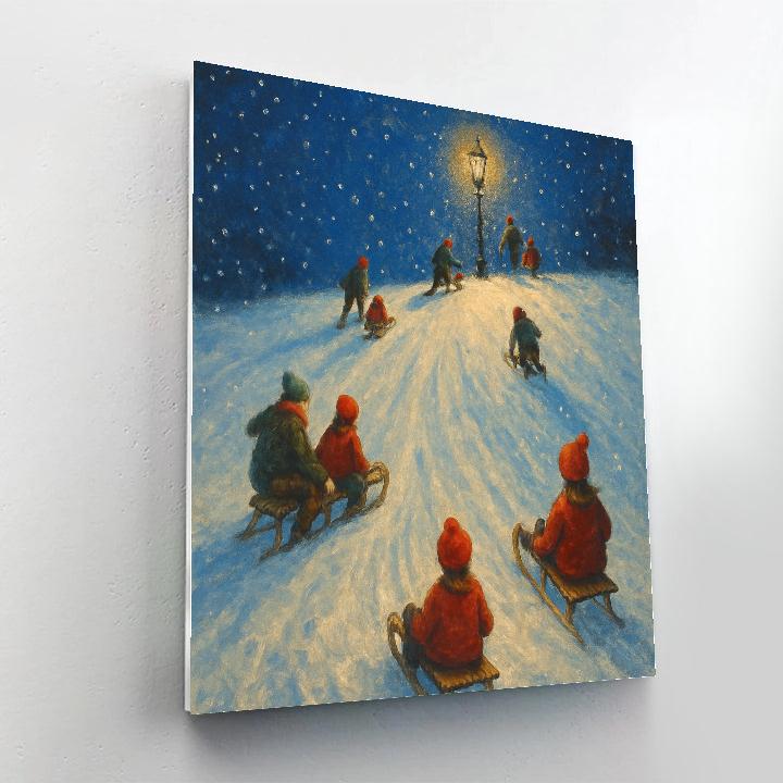 Starlit Sledding Hill On Christmas Eve Paint by numbers kits