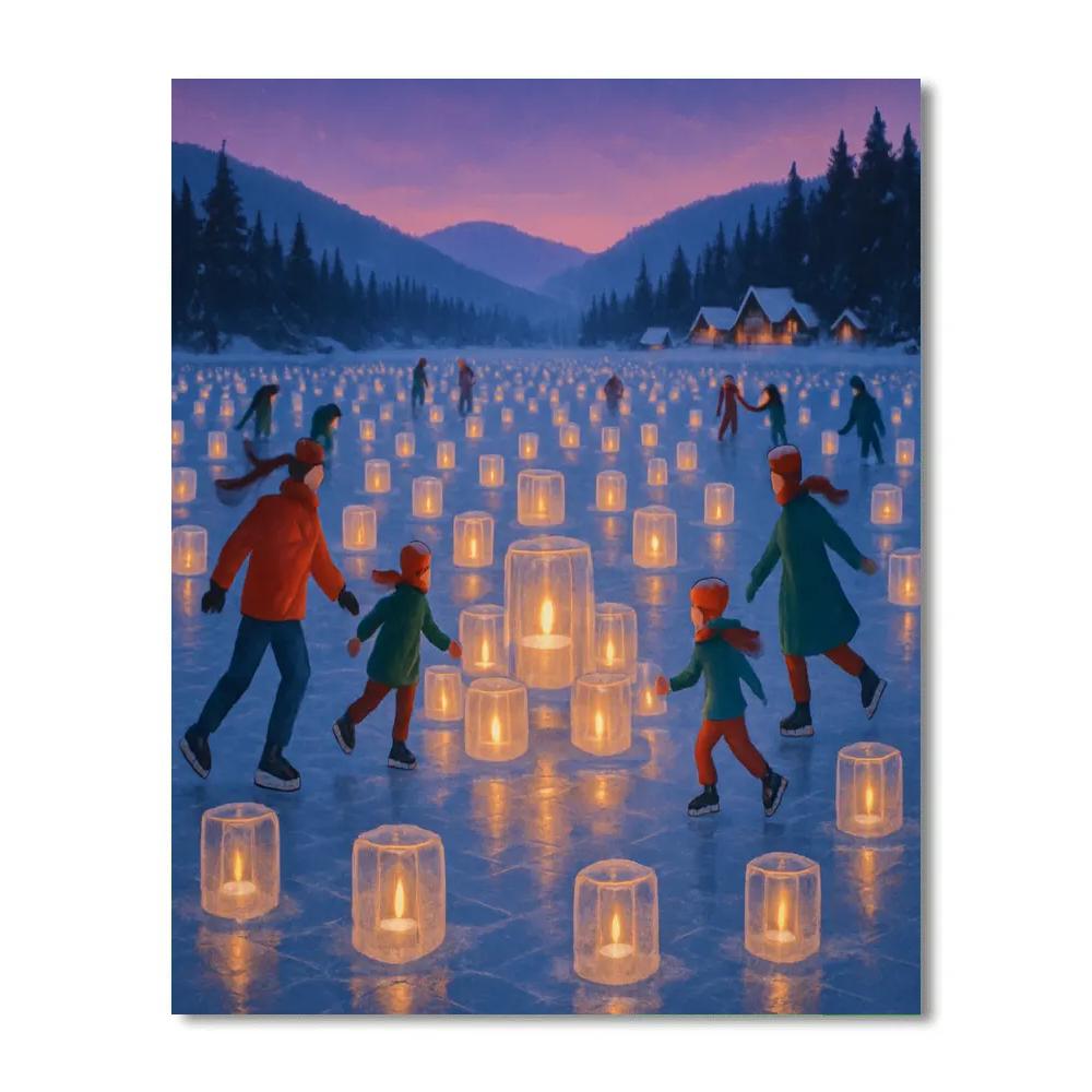 Frozen Lantern Festival On The Lake painting number kit