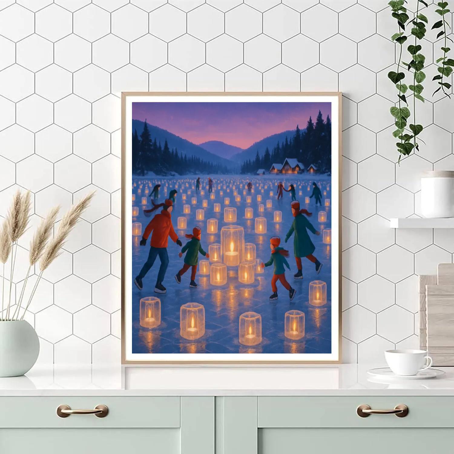 Frozen Lantern Festival On The Lake painting number kit