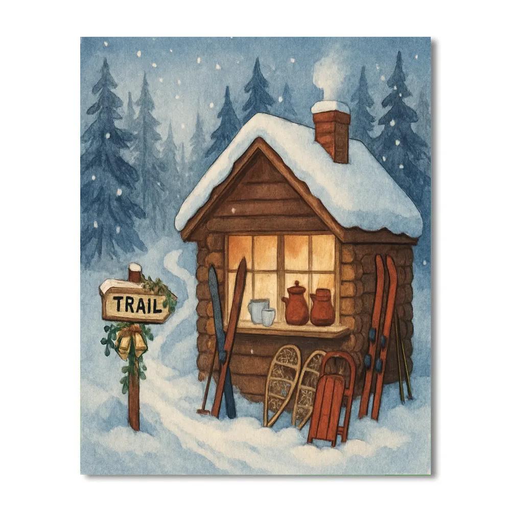 Hot Cocoa Cabin At The Trailhead DIY paint by numbers