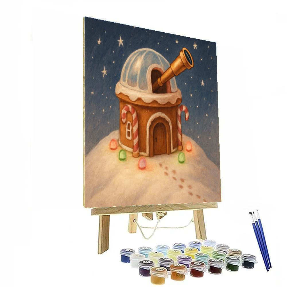 Gingerbread Observatory In Snowdrifts paint by color
