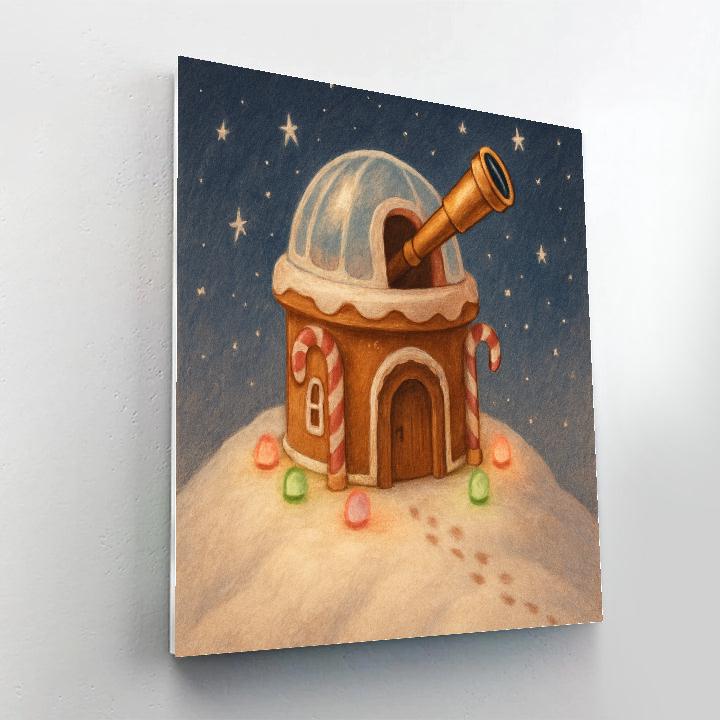 Gingerbread Observatory In Snowdrifts paint by color