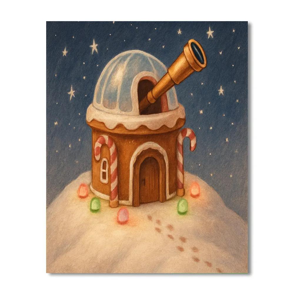 Gingerbread Observatory In Snowdrifts paint by color