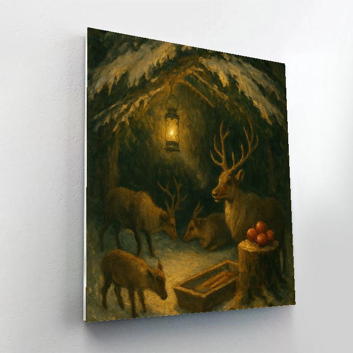Reindeer Rest Stop In The Spruce Hollow Paint by numbers art