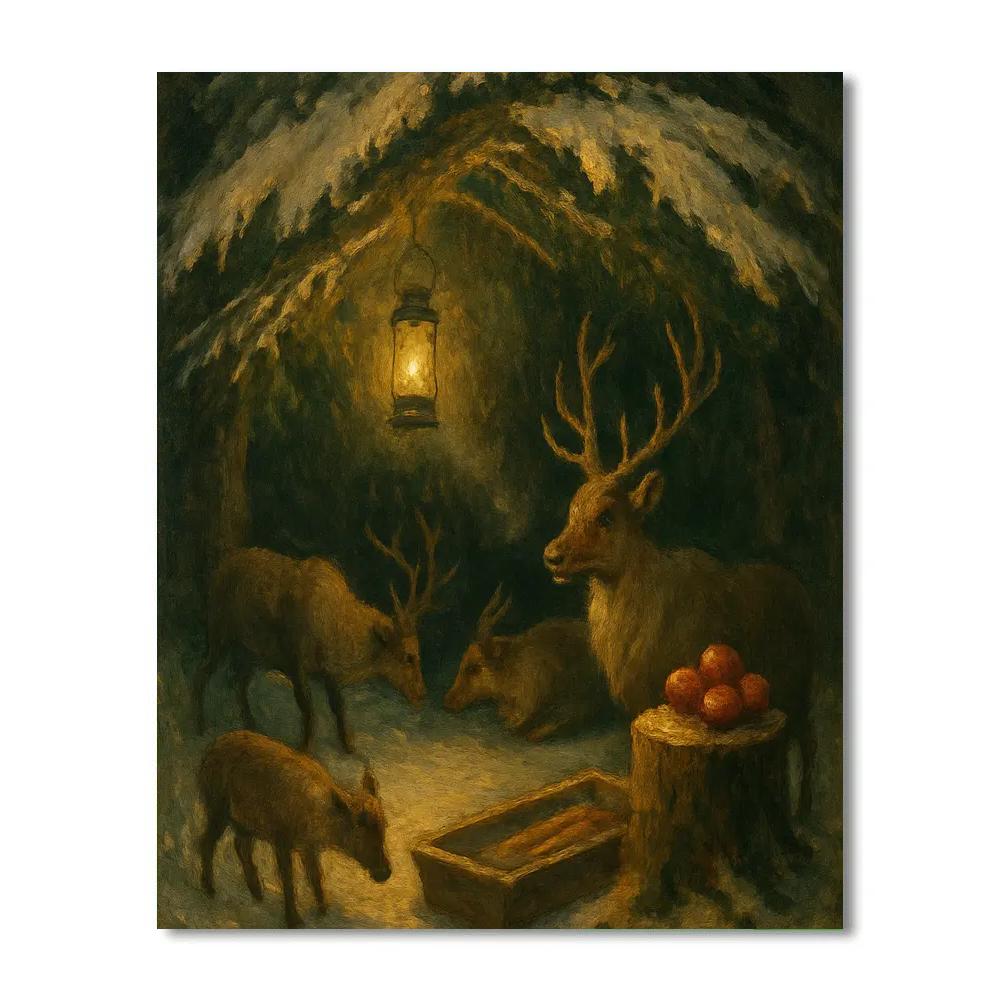Reindeer Rest Stop In The Spruce Hollow Paint by numbers art
