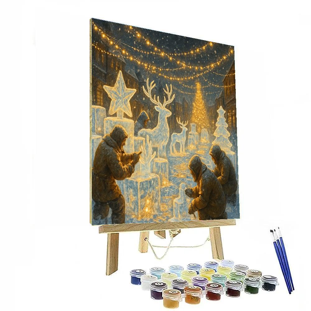 Holiday Ice Sculptors Under Fairy Lights Paint by numbers art