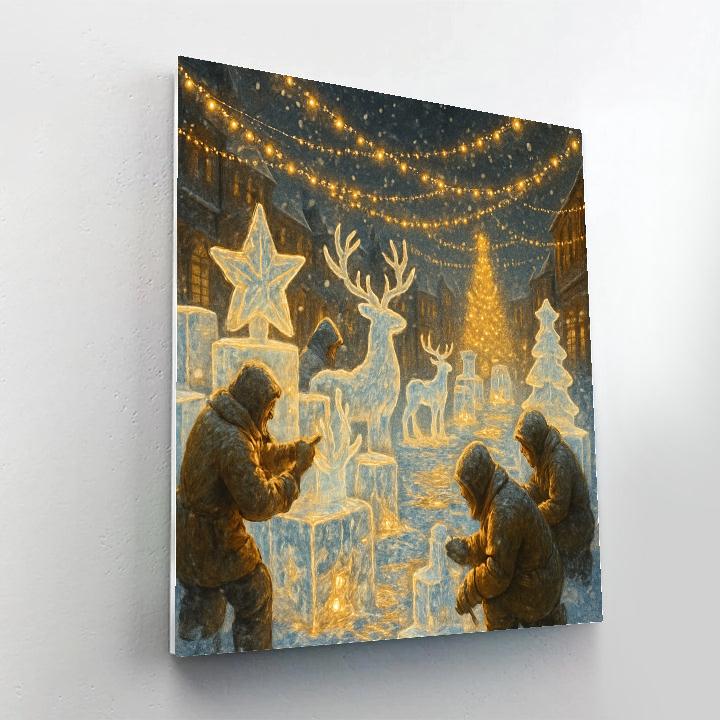 Holiday Ice Sculptors Under Fairy Lights Paint by numbers art