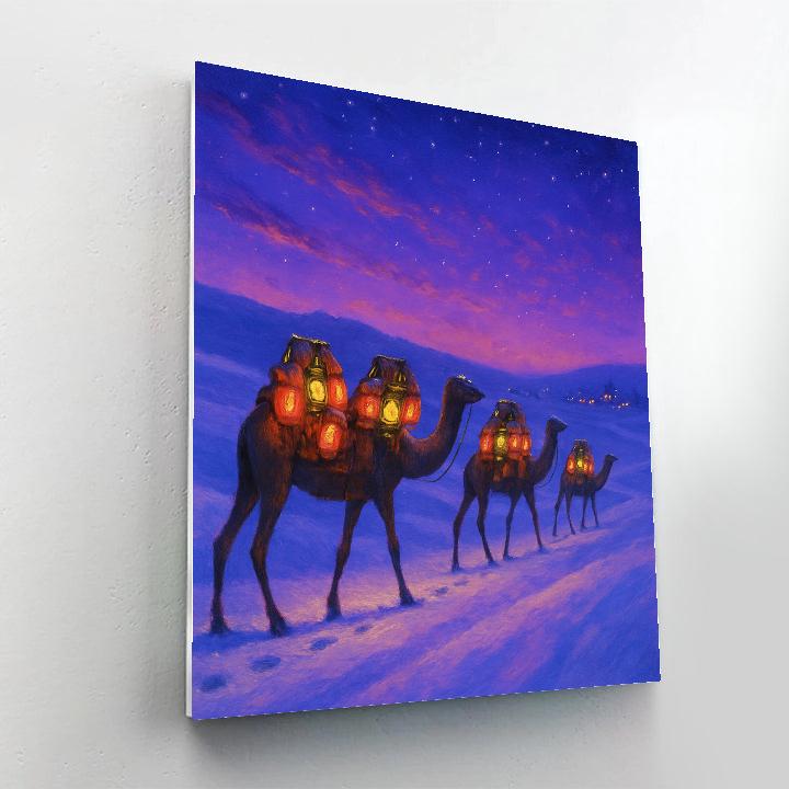Caravan Of Christmas Lantern Camels DIY paint by numbers