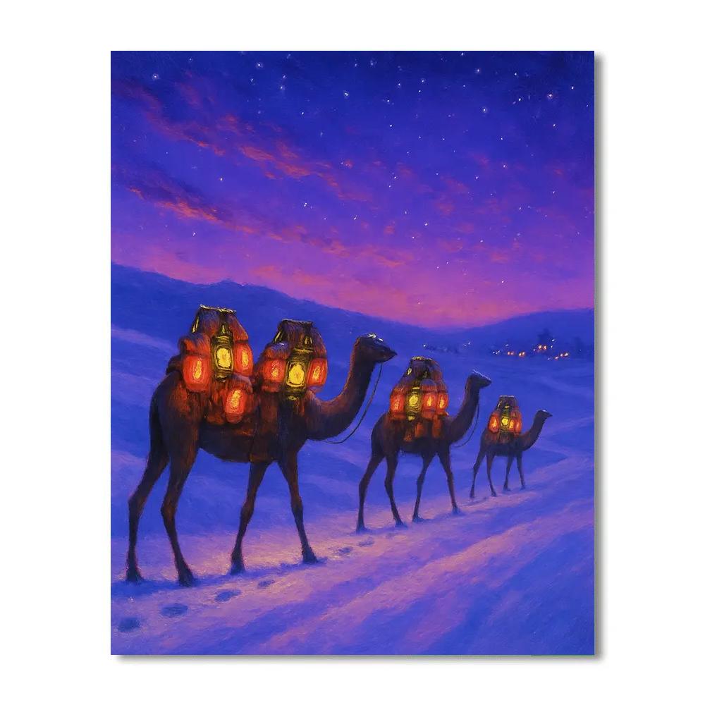 Caravan Of Christmas Lantern Camels DIY paint by numbers
