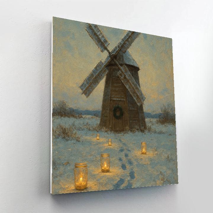 Frosted Windmill In Candlelit Fields paint by color