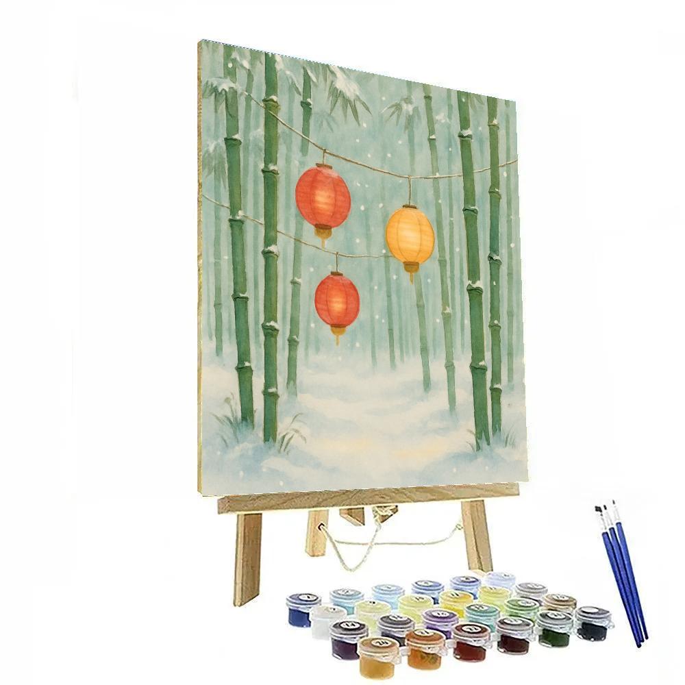 Christmas Lanterns In The Bamboo Snowgarden Paint by numbers kits