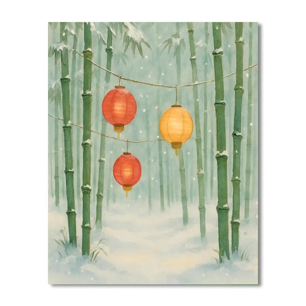 Christmas Lanterns In The Bamboo Snowgarden Paint by numbers kits