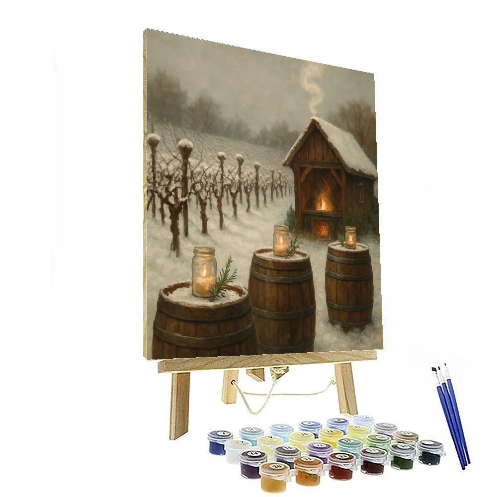 Snowy Vineyard With Mulled Wine Hut DIY paint by numbers